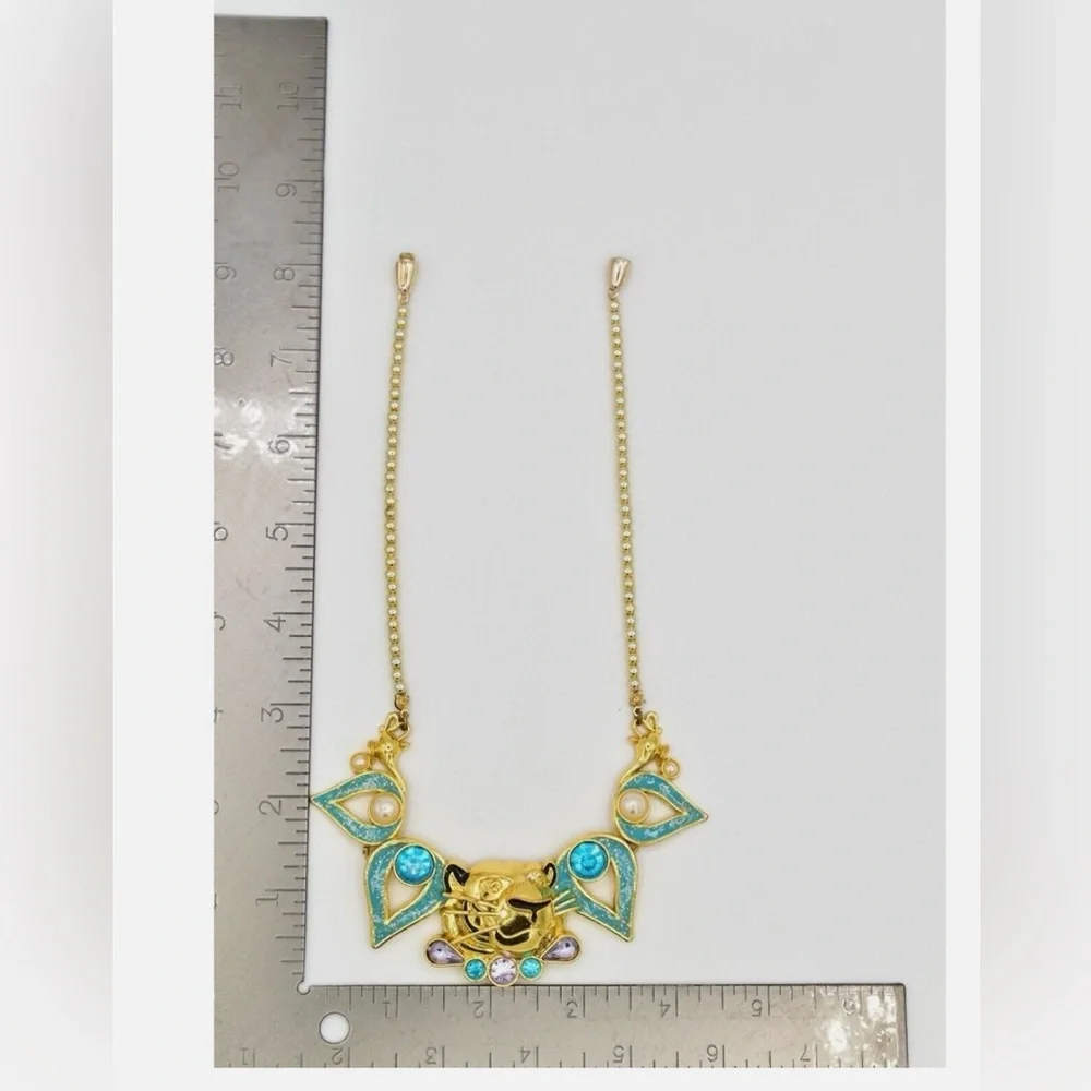 Disney Store London Necklace Princess Jasmine Aladdin Raja Crystal Gold BinBJ